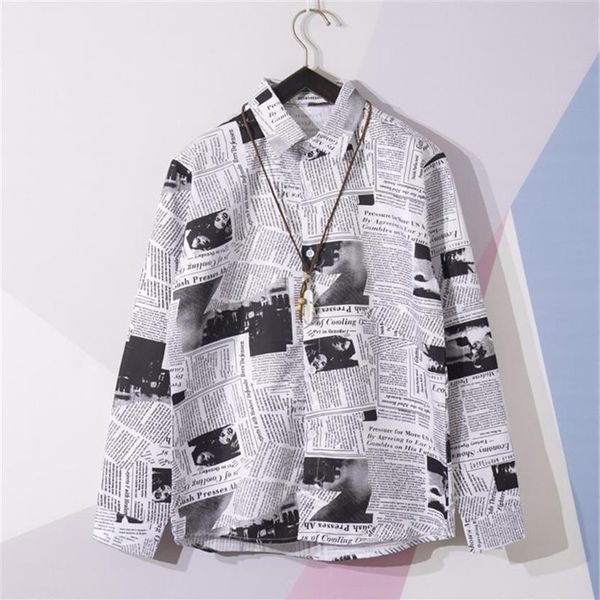 2020 men street wear summer shirt casual newspaper printed shirt hawaii beach long sleeve shirts harujuku male blouse camisa251q, White;black
2020 men street wear summer shirt casual newspaper printed shirt hawaii beach long sleeve shirts harujuku male blouse camisa251q, White;black