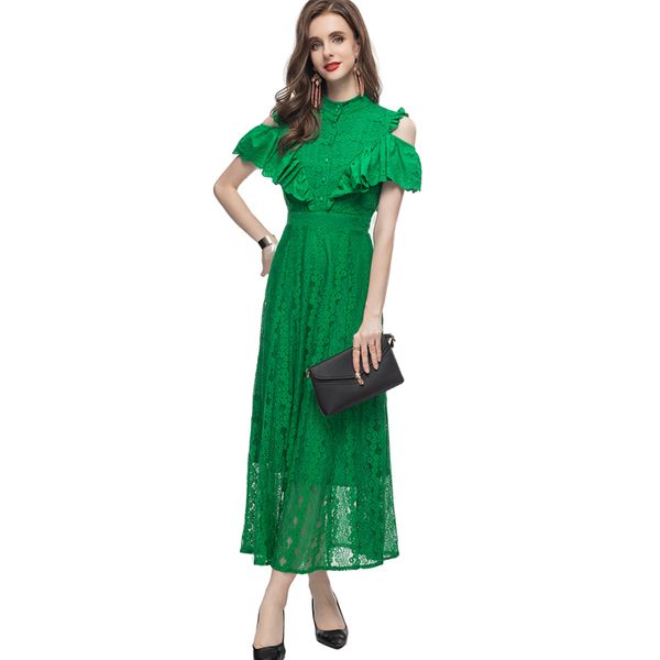 women's runway dresses o neck off the shoulder embroidery ruffles fashion a line designer long vestidos, Black
women's runway dresses o neck off the shoulder embroidery ruffles fashion a line designer long vestidos, Black