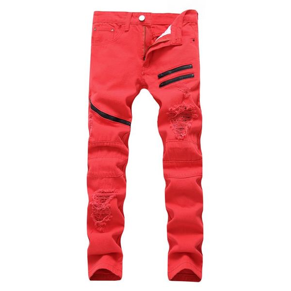 red slim mens biker zipper jeans men clothing fit straight biker ripper zipper full length men's pants casual long pants172v, Blue
red slim mens biker zipper jeans men clothing fit straight biker ripper zipper full length men's pants casual long pants172v, Blue