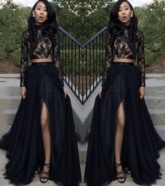 2019 new twopiece evening dresses front split prom gowns with long sleeve lace tulle celebrity formal wear black girl couple9099784, Black;red
2019 new twopiece evening dresses front split prom gowns with long sleeve lace tulle celebrity formal wear black girl couple9099784, Black;red