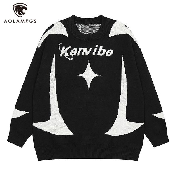 men's sweaters high street oneck hit color patch letter print sweater oversized pullover knitwear autumn fashion couple 230811, White;black
men's sweaters high street oneck hit color patch letter print sweater oversized pullover knitwear autumn fashion couple 230811, White;black
