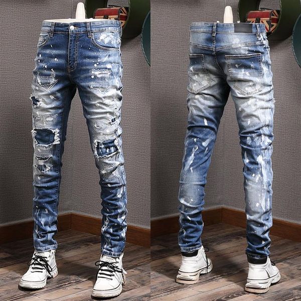 painted stitch detail jeans mens distressed vintage slim fit leg denim trousers male193s, Blue
painted stitch detail jeans mens distressed vintage slim fit leg denim trousers male193s, Blue