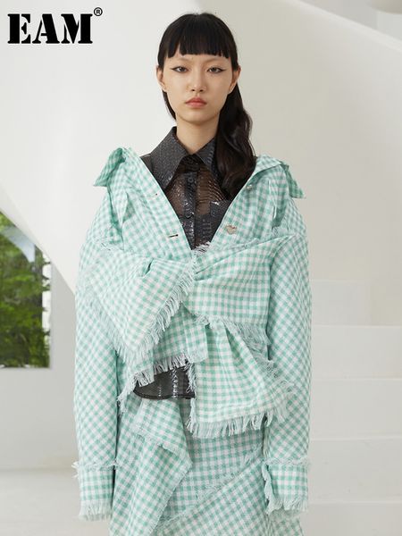 womens jackets eam loose fit green plaid tassel big size jacket lapel long sleeve women coat fashion spring autumn 1dh0234 230811, Black;brown
womens jackets eam loose fit green plaid tassel big size jacket lapel long sleeve women coat fashion spring autumn 1dh0234 230811, Black;brown