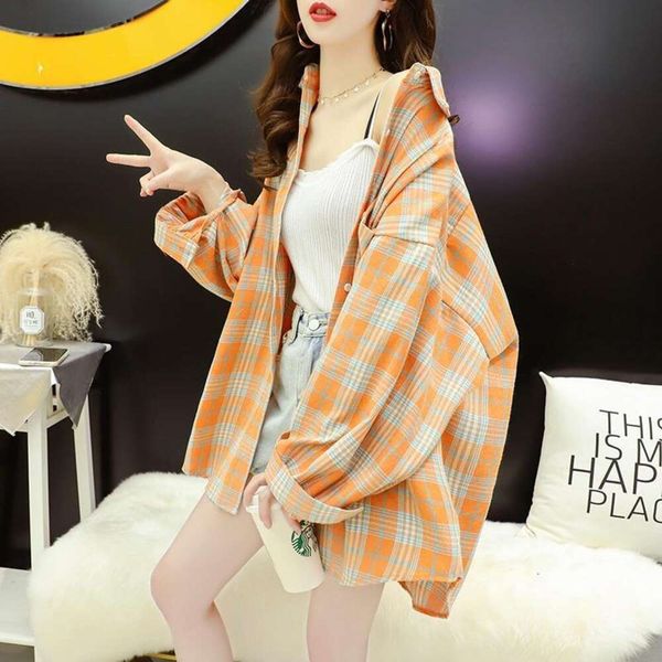 hong kong shirts style long sleeved summer thin plaid students sunblock shirt womens loose cardigan top, White
hong kong shirts style long sleeved summer thin plaid students sunblock shirt womens loose cardigan top, White
