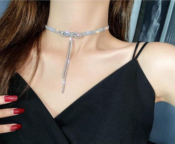 fashion rhinestone bow necklace for women temperament collar long tassel clavicle chain choker prom jewelry chokers7199991, Golden;silver
fashion rhinestone bow necklace for women temperament collar long tassel clavicle chain choker prom jewelry chokers7199991, Golden;silver