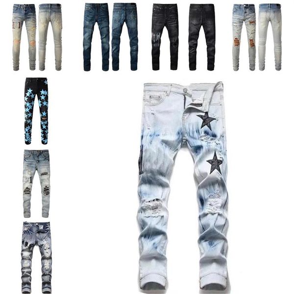 designer mens jeans purple denim high street black pants fashion holes trouser hip hop distressed zipper trousers for male333r, Blue
designer mens jeans purple denim high street black pants fashion holes trouser hip hop distressed zipper trousers for male333r, Blue