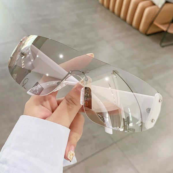 2023 trendy rimless sunglasses women mirror sports y2k sun glasses men uv400 punk shades colorful fashion eyewear gafas de sol, White;black
2023 trendy rimless sunglasses women mirror sports y2k sun glasses men uv400 punk shades colorful fashion eyewear gafas de sol, White;black
