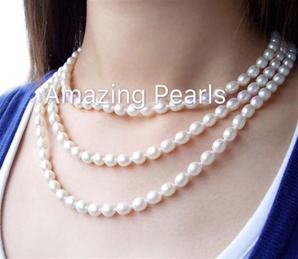 handmade elegant 3row 67mm genuine rice pearl necklace 925 sterling silver 3row clasp24101333870
handmade elegant 3row 67mm genuine rice pearl necklace 925 sterling silver 3row clasp24101333870