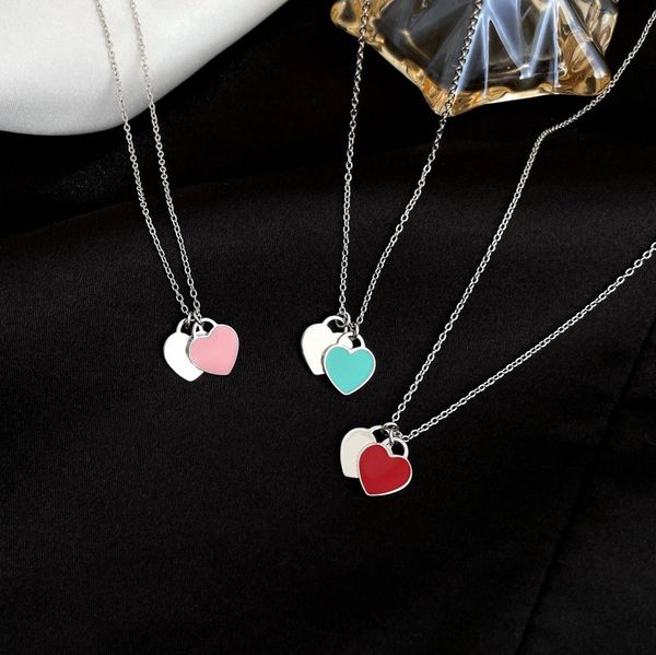 fashion double heart necklace designer women stainless steel pandant multicolor 18k gold plated wedding party jewelry accessories, Silver
fashion double heart necklace designer women stainless steel pandant multicolor 18k gold plated wedding party jewelry accessories, Silver