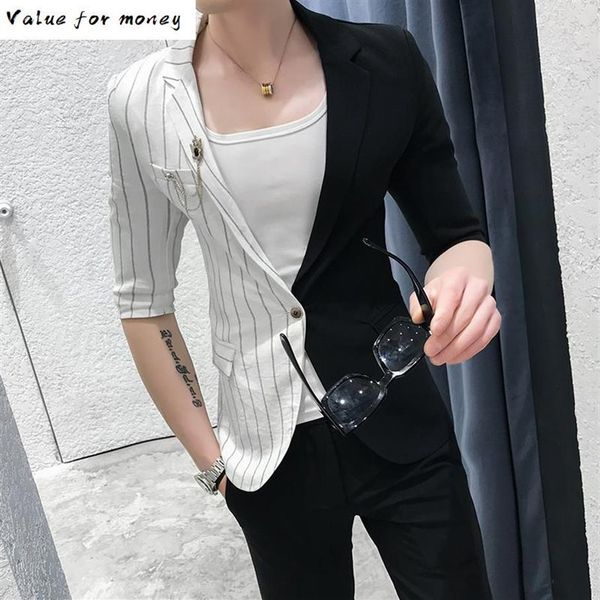 mens suit korean splice suits slim fit social club 2 pcs men smoking para hombre combinaison homme stripe mens suits with pants2474, White;black
mens suit korean splice suits slim fit social club 2 pcs men smoking para hombre combinaison homme stripe mens suits with pants2474, White;black