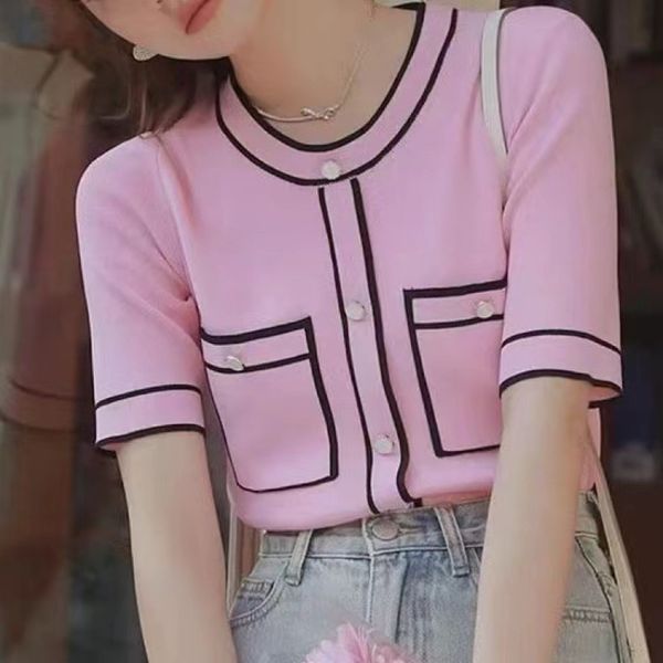 women's sweaters vii 2023 fashion summer knitwear for women korean style short sleeve blouses beautiful clothing 230811, White;black
women's sweaters vii 2023 fashion summer knitwear for women korean style short sleeve blouses beautiful clothing 230811, White;black