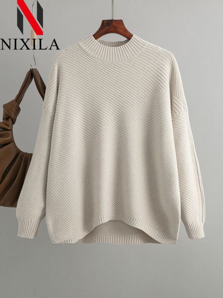 women's sweaters in pullover retro loose fitting half high collar ladies sweater elegant womens clothing long sleeved fashion 230811, White;black
women's sweaters in pullover retro loose fitting half high collar ladies sweater elegant womens clothing long sleeved fashion 230811, White;black
