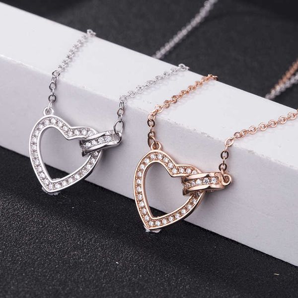

Designer Rovski luxury top jewelry accessories Love Buckle Necklace Women's Heart Shaped Diamond Pendant Collar Chain Fashion Charm and Temperament Jewelry