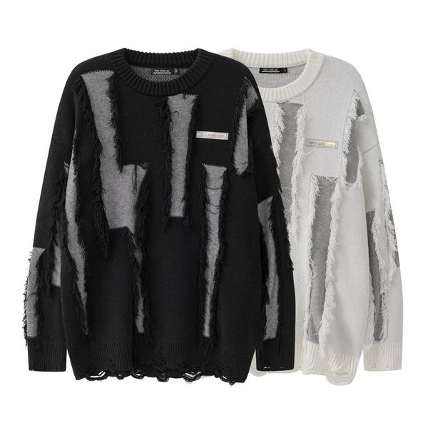women's sweaters distressed winter frayed tassels oversized goth for women men lover's ripped grunge aesthetic clothing pulls 2308, White;black
women's sweaters distressed winter frayed tassels oversized goth for women men lover's ripped grunge aesthetic clothing pulls 2308, White;black