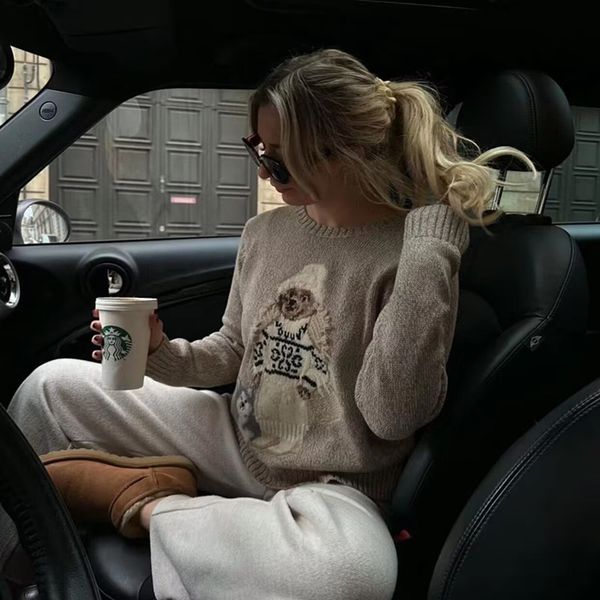 women's sweaters 2023 bear sweater women winter clothing korean fashion knitted pullover turtleneck cotton coat 230811, White;black
women's sweaters 2023 bear sweater women winter clothing korean fashion knitted pullover turtleneck cotton coat 230811, White;black