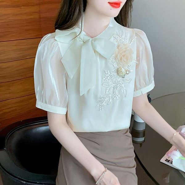 summer french heavy industry bow chiffon shirt womens small fashion court style long sleeve top, White
summer french heavy industry bow chiffon shirt womens small fashion court style long sleeve top, White