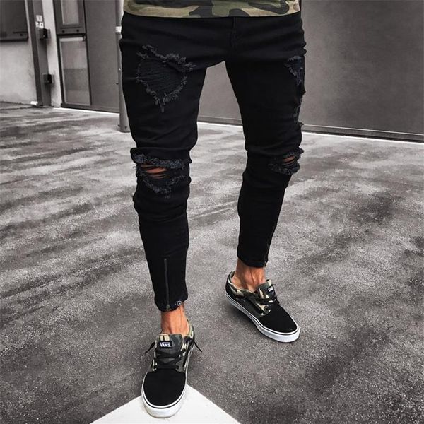 mens cool designer brand black jeans skinny ripped destroyed stretch slim fit hop hop pants with holes for men198o, Blue
mens cool designer brand black jeans skinny ripped destroyed stretch slim fit hop hop pants with holes for men198o, Blue