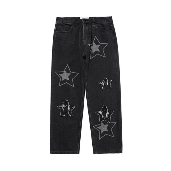 men's jeans 2021 black jean streetwear men clothing star graphic baggy pants ripped y2k pantalones de hombre cargo wide leg p259z, Blue
men's jeans 2021 black jean streetwear men clothing star graphic baggy pants ripped y2k pantalones de hombre cargo wide leg p259z, Blue