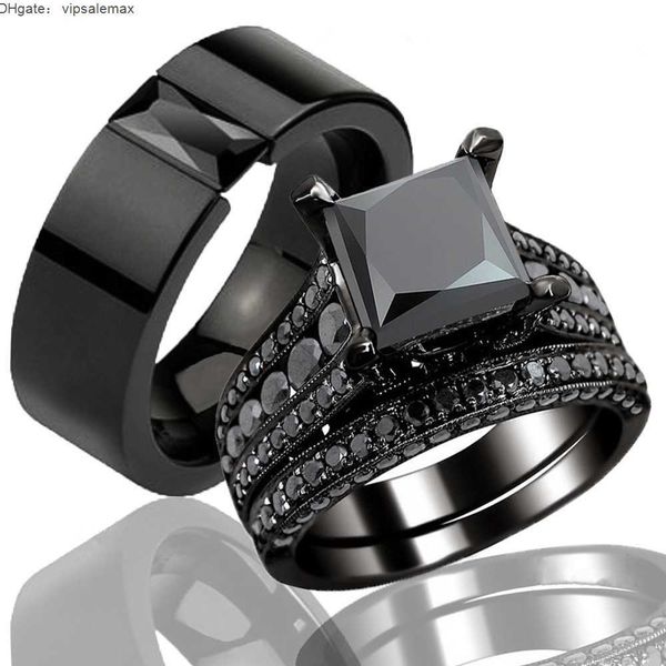 fashion couple jewelry lovers rings women's black zircon engagement ring set men's stainless steel wedding band anniversary gift, Silver
fashion couple jewelry lovers rings women's black zircon engagement ring set men's stainless steel wedding band anniversary gift, Silver