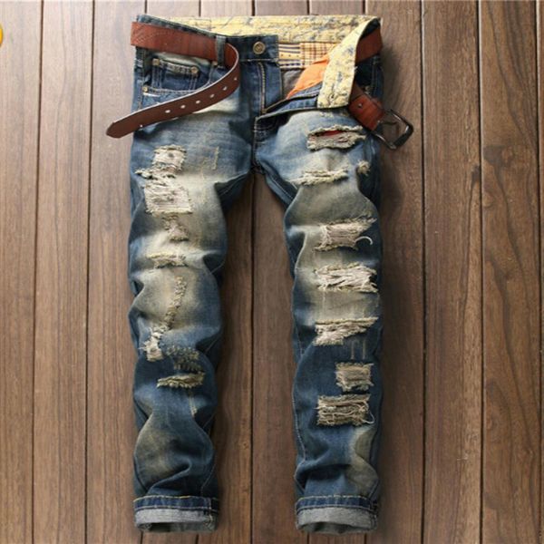 european style men jeans holes frazzle jeans mens casual leisure denim long pants light blue185i, Blue
european style men jeans holes frazzle jeans mens casual leisure denim long pants light blue185i, Blue