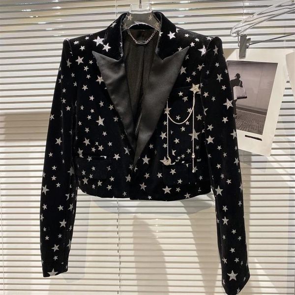 spring new design women's fashion turn down collar velvet fabric paillette shinny stars pattern long sleeve short jacket coat265s, Black;brown
spring new design women's fashion turn down collar velvet fabric paillette shinny stars pattern long sleeve short jacket coat265s, Black;brown