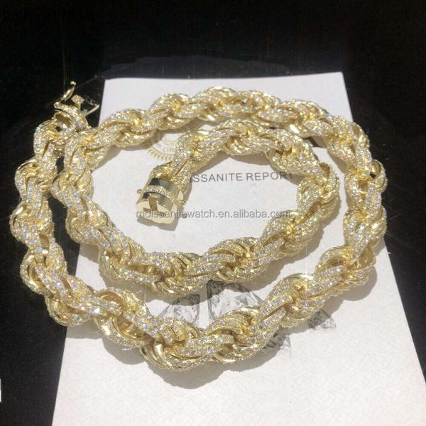 custom hiphop 12mm fried dough twists rope chain necklace sterling sier electroplated 14k gold jewelry moissanite necklace, Silver
custom hiphop 12mm fried dough twists rope chain necklace sterling sier electroplated 14k gold jewelry moissanite necklace, Silver