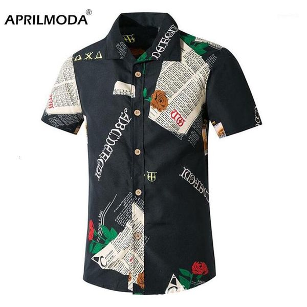 retro summer shirts men short sleeve loose floral newspaper print shirt men casual night club party streetwear social shirts 5xl1254y, White;black
retro summer shirts men short sleeve loose floral newspaper print shirt men casual night club party streetwear social shirts 5xl1254y, White;black
