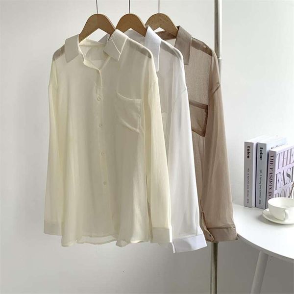 clairvoyant chiffon shirt long sleeved sunscreen womens summer thin loose cardigan blouse air conditioning, White
clairvoyant chiffon shirt long sleeved sunscreen womens summer thin loose cardigan blouse air conditioning, White