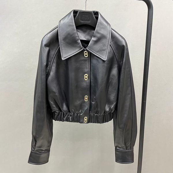 women's leather faux 2023 lady arrivals turn down collar crop jacket spring autumn genuine sheepskin elastic waist coat gt5542 230812, Black
women's leather faux 2023 lady arrivals turn down collar crop jacket spring autumn genuine sheepskin elastic waist coat gt5542 230812, Black