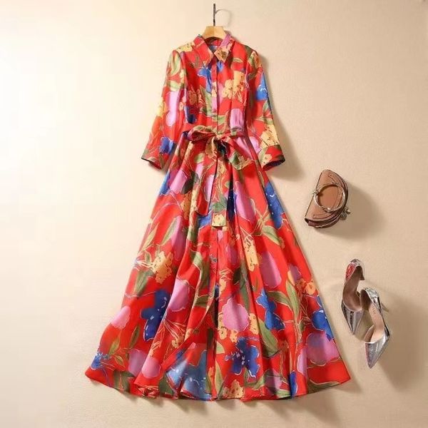 european and american women's clothing 2023 autumn new seven-quarter sleeve lapel red printing fashion belt pleated dress xxl, Black;gray
european and american women's clothing 2023 autumn new seven-quarter sleeve lapel red printing fashion belt pleated dress xxl, Black;gray