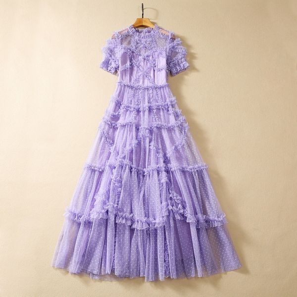 european and american women's clothing 2023 autumn new stand collar short sleeve mesh polka dot purple fashion pleated dress xxl, Black;gray
european and american women's clothing 2023 autumn new stand collar short sleeve mesh polka dot purple fashion pleated dress xxl, Black;gray