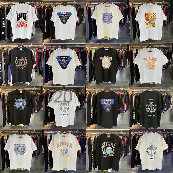 american high street niche trendy rhude 23ss summer new loose fitting men's and women's round neck short sleeved t-shirt fog9g9u, White;black
american high street niche trendy rhude 23ss summer new loose fitting men's and women's round neck short sleeved t-shirt fog9g9u, White;black