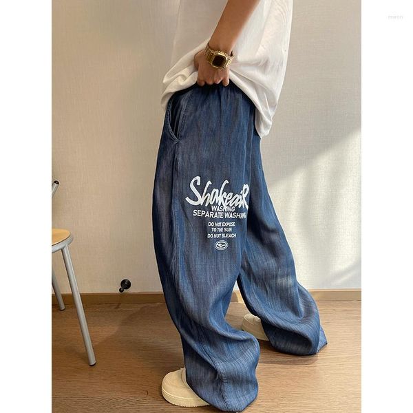 mens jeans summer trendy retro lazy wideleg pants thin mop denim joint loose for men, Blue
mens jeans summer trendy retro lazy wideleg pants thin mop denim joint loose for men, Blue