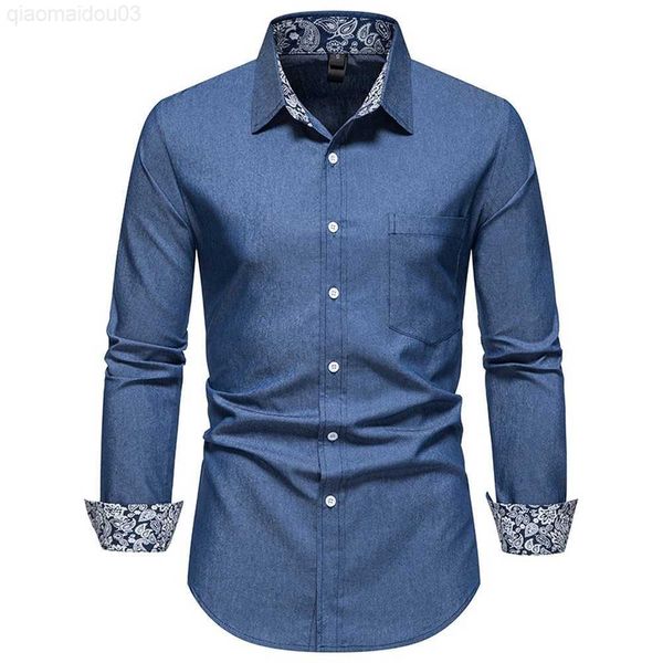 men's casual shirts 2023 new men's casual shirt spring autumn printed lined denim long sleeve shirts l230813, White;black
men's casual shirts 2023 new men's casual shirt spring autumn printed lined denim long sleeve shirts l230813, White;black