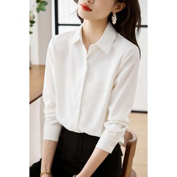 spring and autumn simple high shirt class green satin for women professional interview design sense niche top, White
spring and autumn simple high shirt class green satin for women professional interview design sense niche top, White