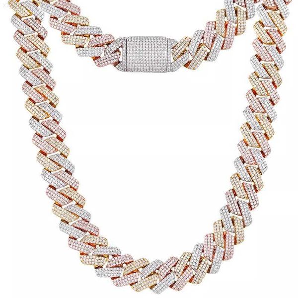 sell men jewelry gold plated 19mm 3 tones vvs moissanite miami cuban link chain necklace, Silver
sell men jewelry gold plated 19mm 3 tones vvs moissanite miami cuban link chain necklace, Silver