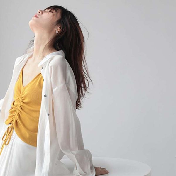 shirt womens summer long sleeve sunscreen coat all match commute loose comfortable thin top, White
shirt womens summer long sleeve sunscreen coat all match commute loose comfortable thin top, White