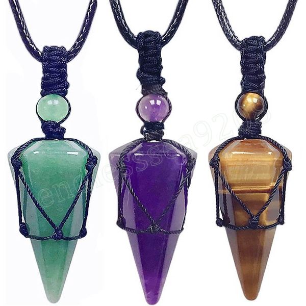 natural stone crystals necklace pendants roses crystal quartz black rope wrap necklace for men women jewelry, Silver
natural stone crystals necklace pendants roses crystal quartz black rope wrap necklace for men women jewelry, Silver