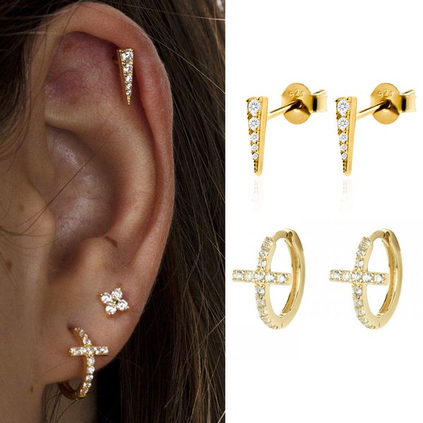 cartilage piercing earrings for women mini triangle ear studs gold color cross hoop lobe accessories gift fashion jewelry, White
cartilage piercing earrings for women mini triangle ear studs gold color cross hoop lobe accessories gift fashion jewelry, White