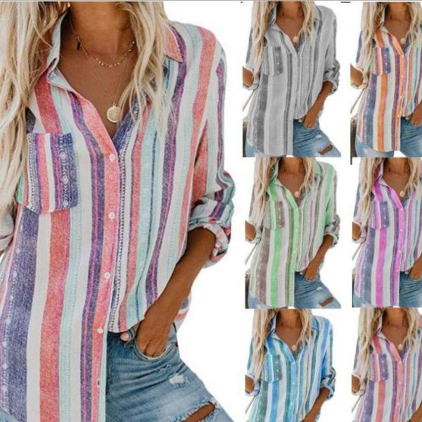 spring and shirts summer female casual all match color striped shirt, White
spring and shirts summer female casual all match color striped shirt, White