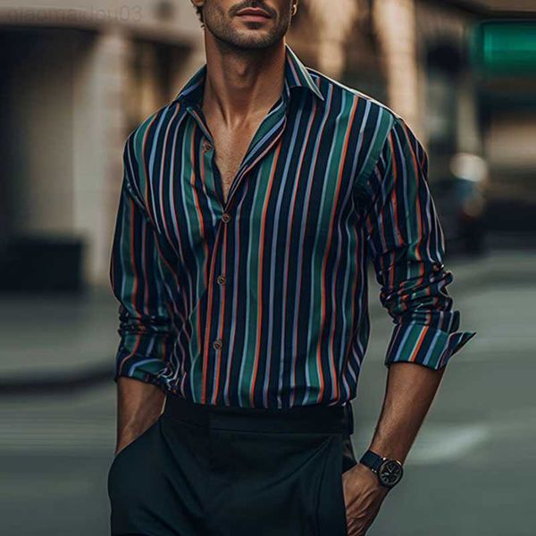 men's casual shirts classic striped print shirt mens vintage buttoned turn-down collar long sleeve shirts autumn casual loose men shir, White;black
men's casual shirts classic striped print shirt mens vintage buttoned turn-down collar long sleeve shirts autumn casual loose men shir, White;black