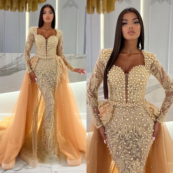 elegant champagne mermaid evening dresses overskirt crystal pearls long sleeves party prom dress long dress for special occasion, Black;red
elegant champagne mermaid evening dresses overskirt crystal pearls long sleeves party prom dress long dress for special occasion, Black;red