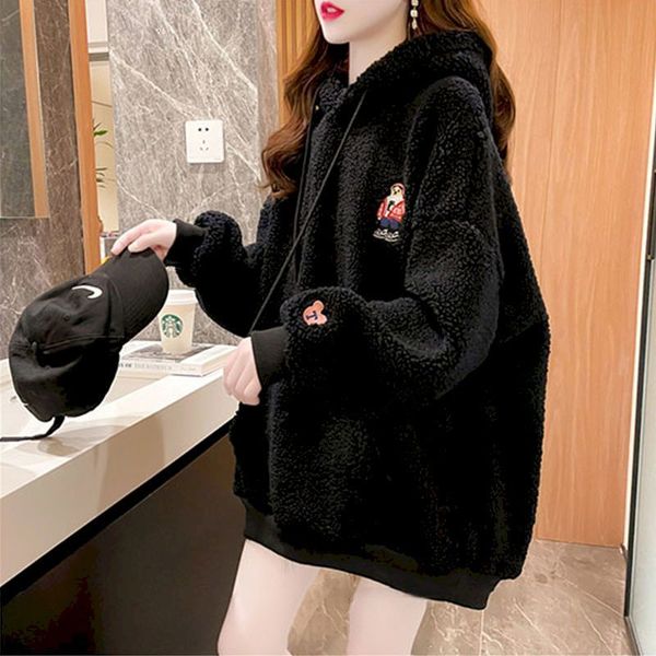 men's hoodies sweatshirts loose plus velvet thick midlength hoodie women 2023 autumn winter korean style wild lamb wool hooded coat cas, Black
men's hoodies sweatshirts loose plus velvet thick midlength hoodie women 2023 autumn winter korean style wild lamb wool hooded coat cas, Black