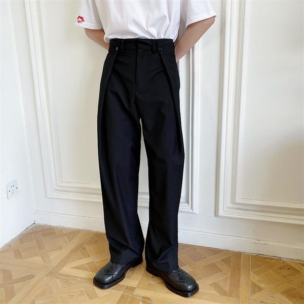 men waist design wide leg casual long suit pants male streetwear fashion show trousers292f, Black
men waist design wide leg casual long suit pants male streetwear fashion show trousers292f, Black