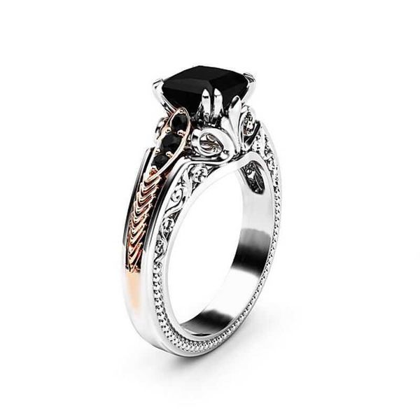 4f2c rings new fashion eight claw black square lady's ring exquisite hollow out zircon, Silver
4f2c rings new fashion eight claw black square lady's ring exquisite hollow out zircon, Silver