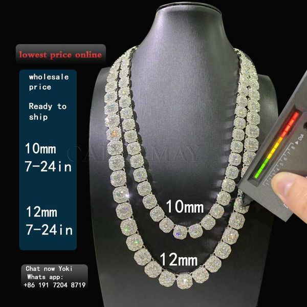 luxury moissanite chain 10mm/12mm square tennis cluster link chain 925silver moissanite hiphop rock-candy halo tennis necklace, Silver
luxury moissanite chain 10mm/12mm square tennis cluster link chain 925silver moissanite hiphop rock-candy halo tennis necklace, Silver