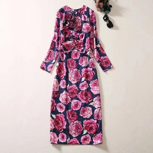 european and american women's clothing 2023 autumn new round neck long sleeve three-dimensional disc flower print fashion dress, Black;gray
european and american women's clothing 2023 autumn new round neck long sleeve three-dimensional disc flower print fashion dress, Black;gray