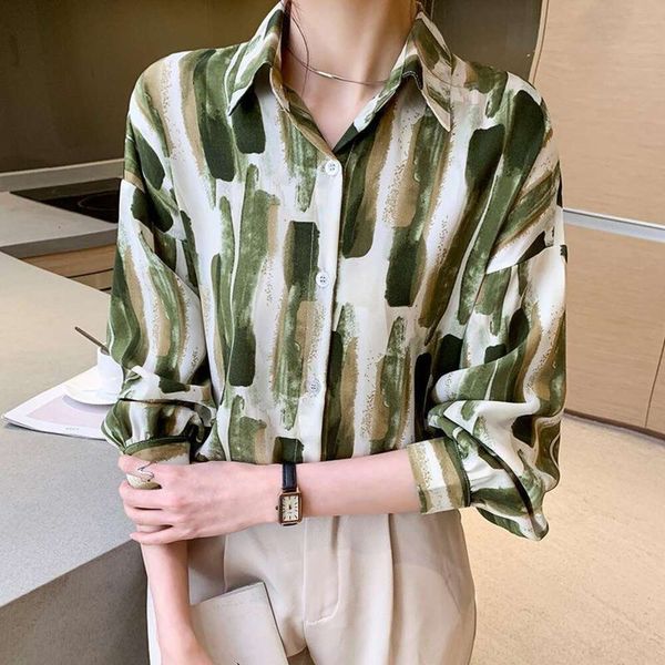 oil painting long sleeved shirt for women loose spring retro hong kong style slimming top, White
oil painting long sleeved shirt for women loose spring retro hong kong style slimming top, White