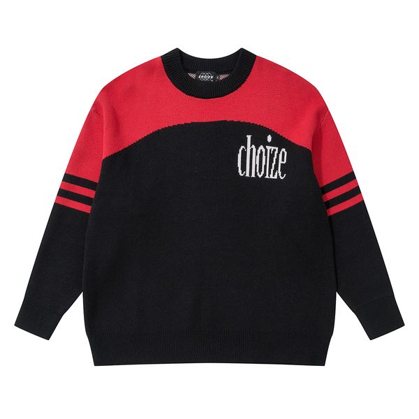 striped sleeve letter print sweater for men and women oversized knitted clothes