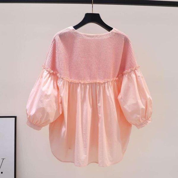 pink cotton lantern sleeves sweet doll shirt womens summer wood ear edge knitted stitching loose, White
pink cotton lantern sleeves sweet doll shirt womens summer wood ear edge knitted stitching loose, White
